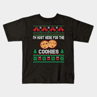 Ugly Christmas Sweater I'm Just Here For The Cookies Kids T-Shirt